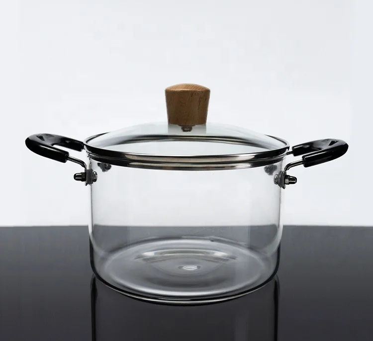 Big Size Clear Heat Resistant 2.5L Glass cooking Pots to Cook on Fire