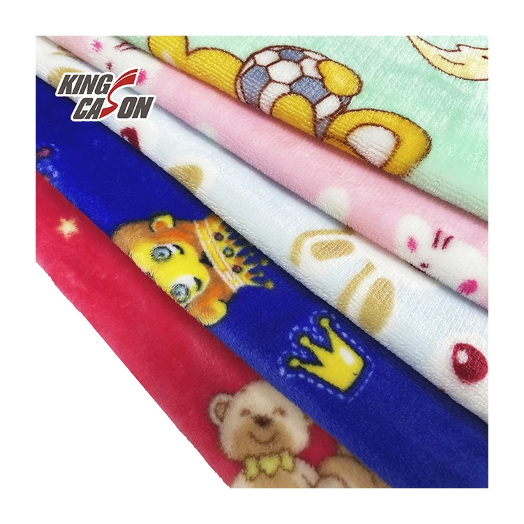 KINGCASON Fabric Supplier 100 Poly Two Side Brush Customized Animal Printed Soft Comfortable Flannel Fleece Fabric For Kids