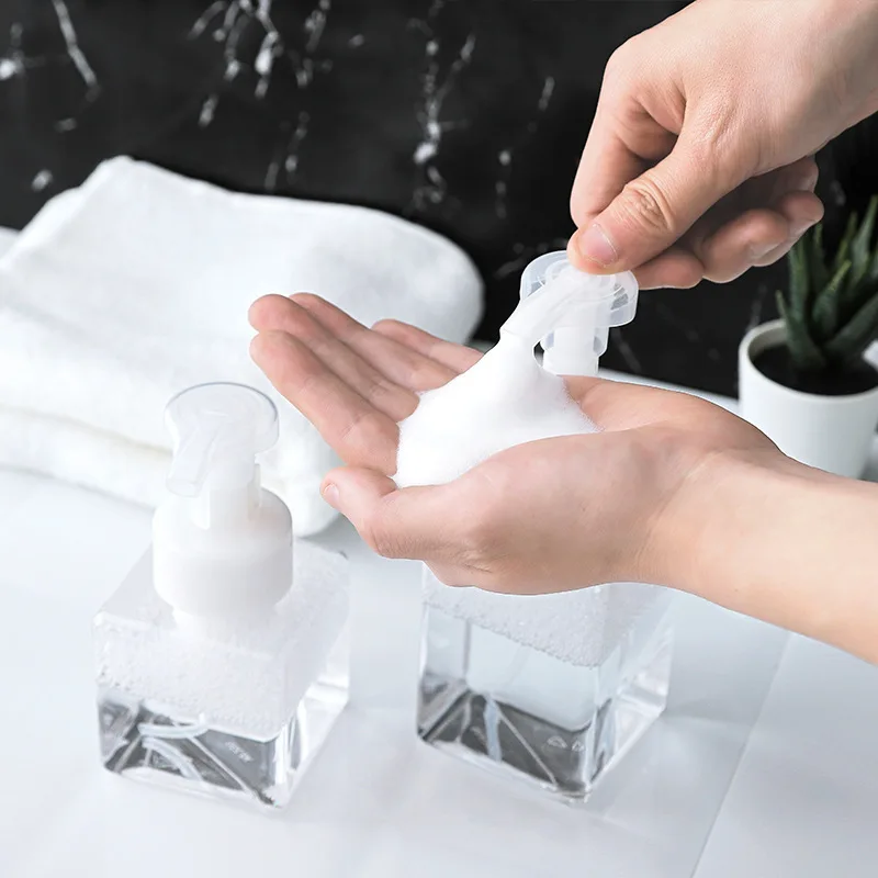 Empty Square Foaming Soap Dispense 650ml 250ml 450m Travel Bathroom Liquid Hand Soap Wash Foam Mousse Pump Bottle Plastic