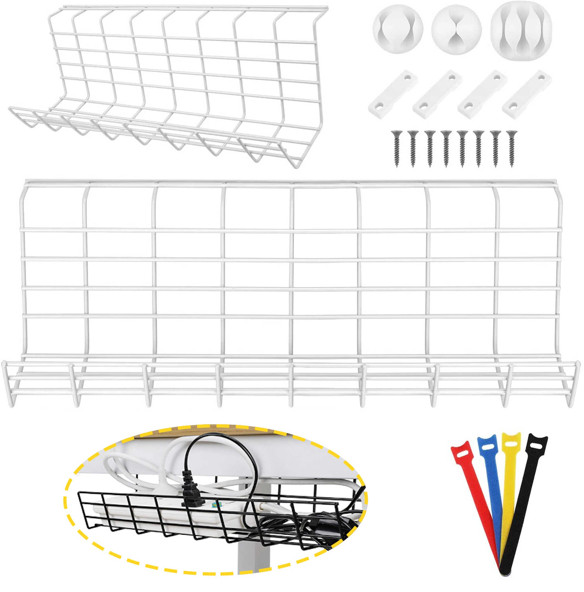 
Wire Management Cords Baskets Cord Holders Cable Ties Metal Steel Cable Organizer Under Desk Cable Management Tray 