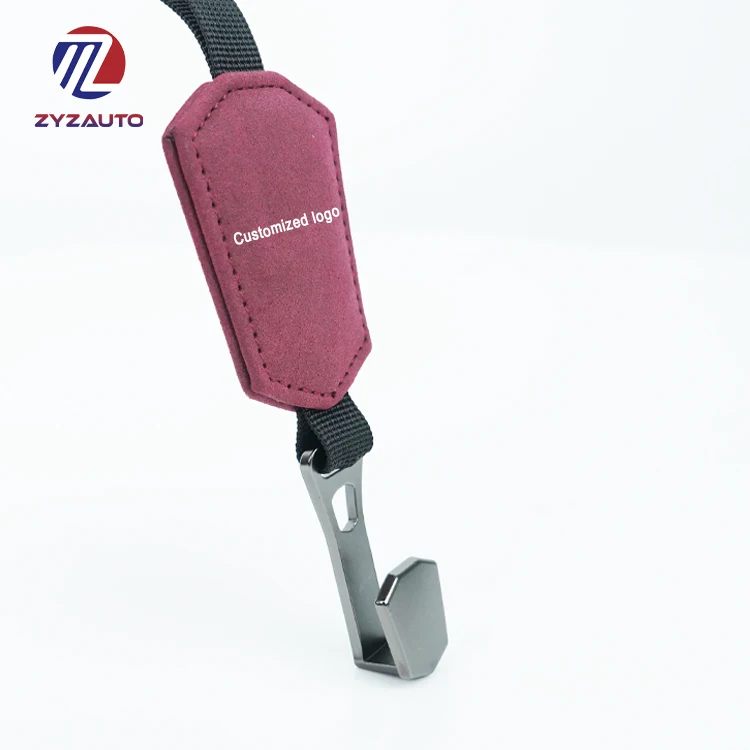 ZY Non-toxic PU Leather Strappy Hook Car Headrest Hook Holder Soft Interior Decoration Auto Seat Hook