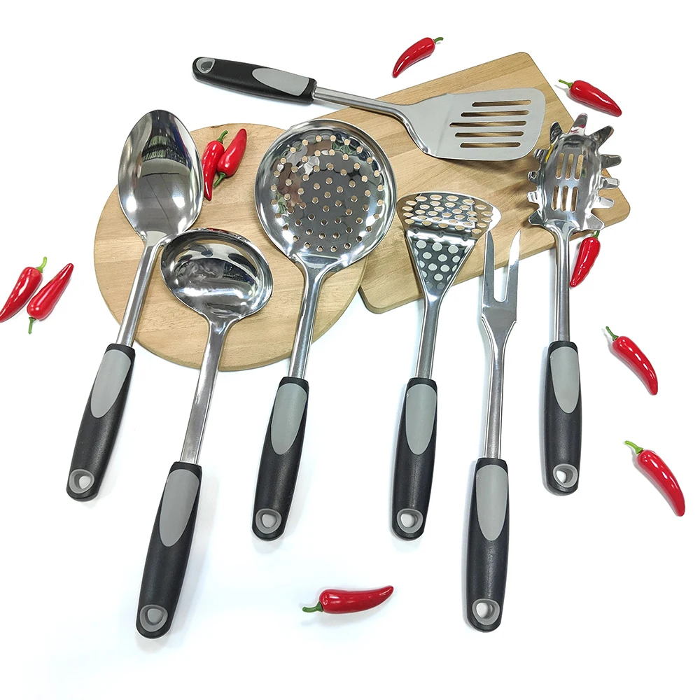 custom commercial stainless steel Spoons Serving Ladle Forks kitchen utensils set wholesale stainless steel kitchen utensils set