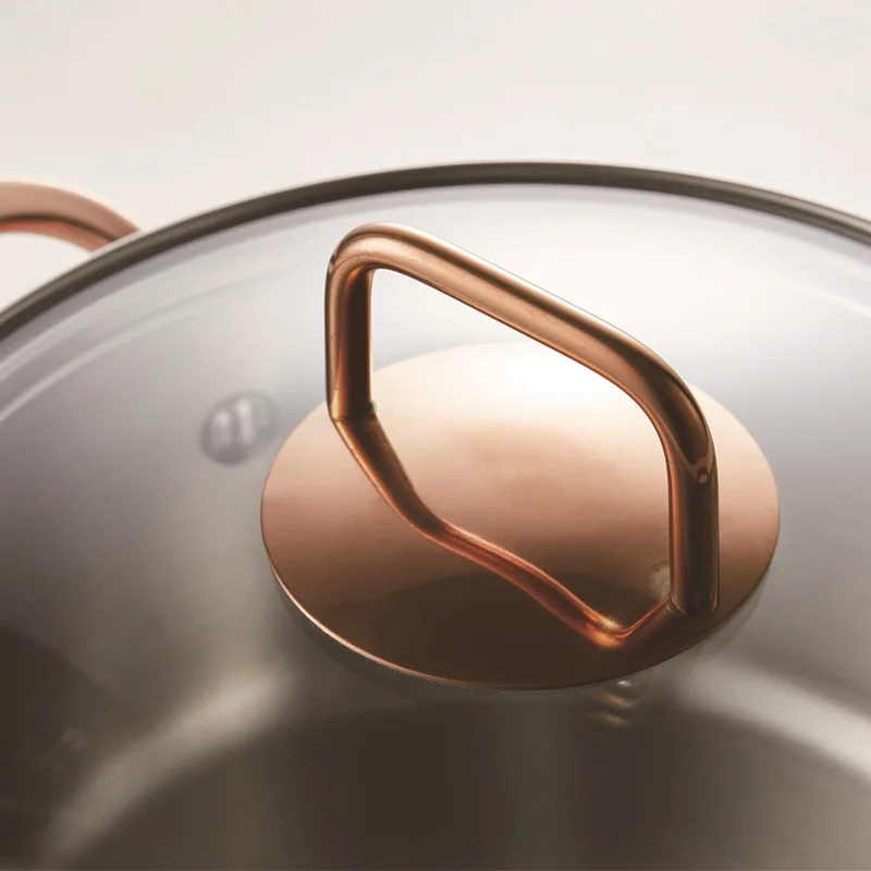 Light luxury pink color 20cm kitchen cooking cookware stainless steel nonstick soup pot soup stock pot