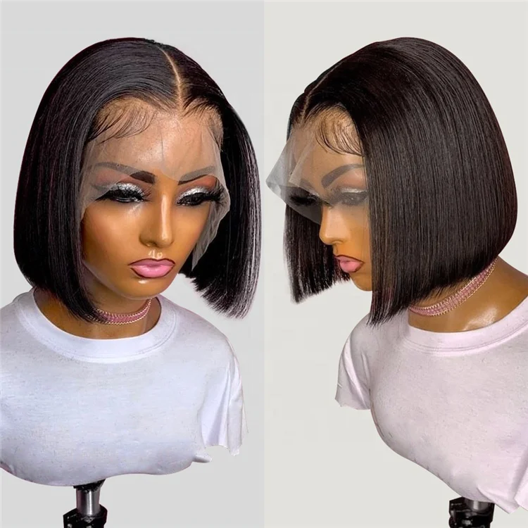 12a Double Drawn Short Bob Human Hair Wig Vendor Last 5 Years Wigs Human Hair Lace Front Brazilian Virgin Wigs for Black Women