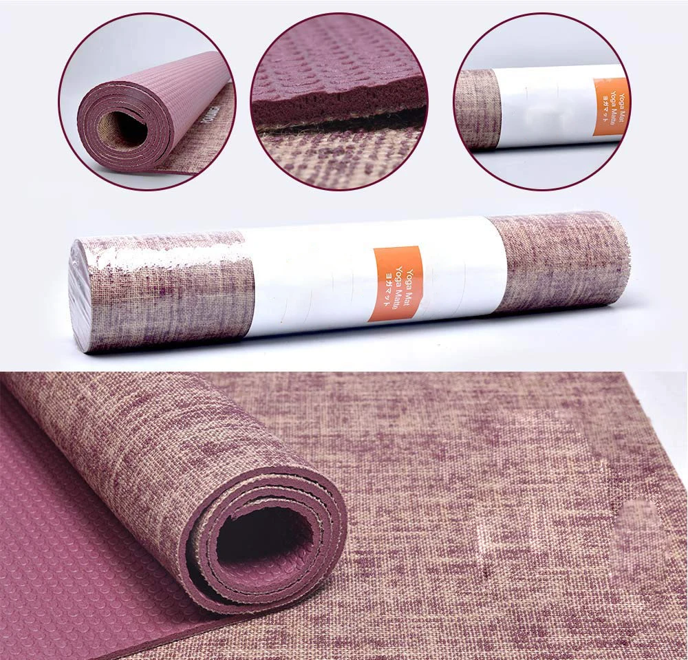 183*61 CM*5 MM Natural Jute Yoga Mat Pad Eco Friendly Reversible Hybrid Linen Yoga Mat Kit For Yoga Pilates Fitness Exercise