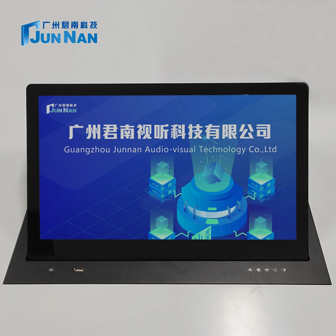 Junnan 15.6 conference system flipper retractable automatic monitor lift 21 electronic monitor flip table video conference