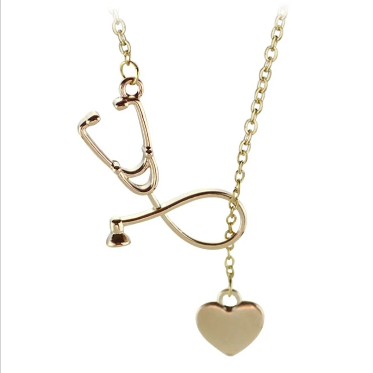 Yiwu jewelry I LOVE U doctor ожерелье из стетоскопа Регулируемая цепочка для свитера модное золотистого и серебристого сплава