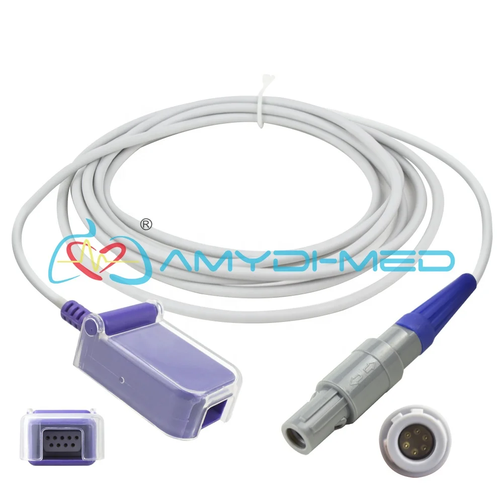 Amydi-med Compatible For MINDRAY PM9000 Lemno Plastic Both 6P-40 Degree SpO2 Sensor Extension Cable
