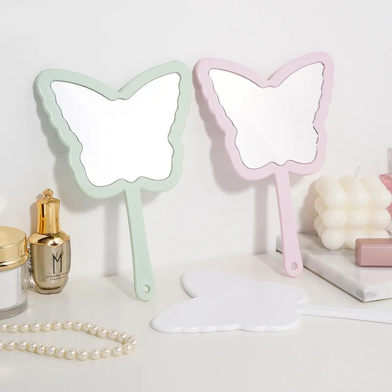 Hot Sales Custom Large Handheld Mirror Butterfly Design with LED Lighting Magnifying Makeup Hand Mirror Personalized Features