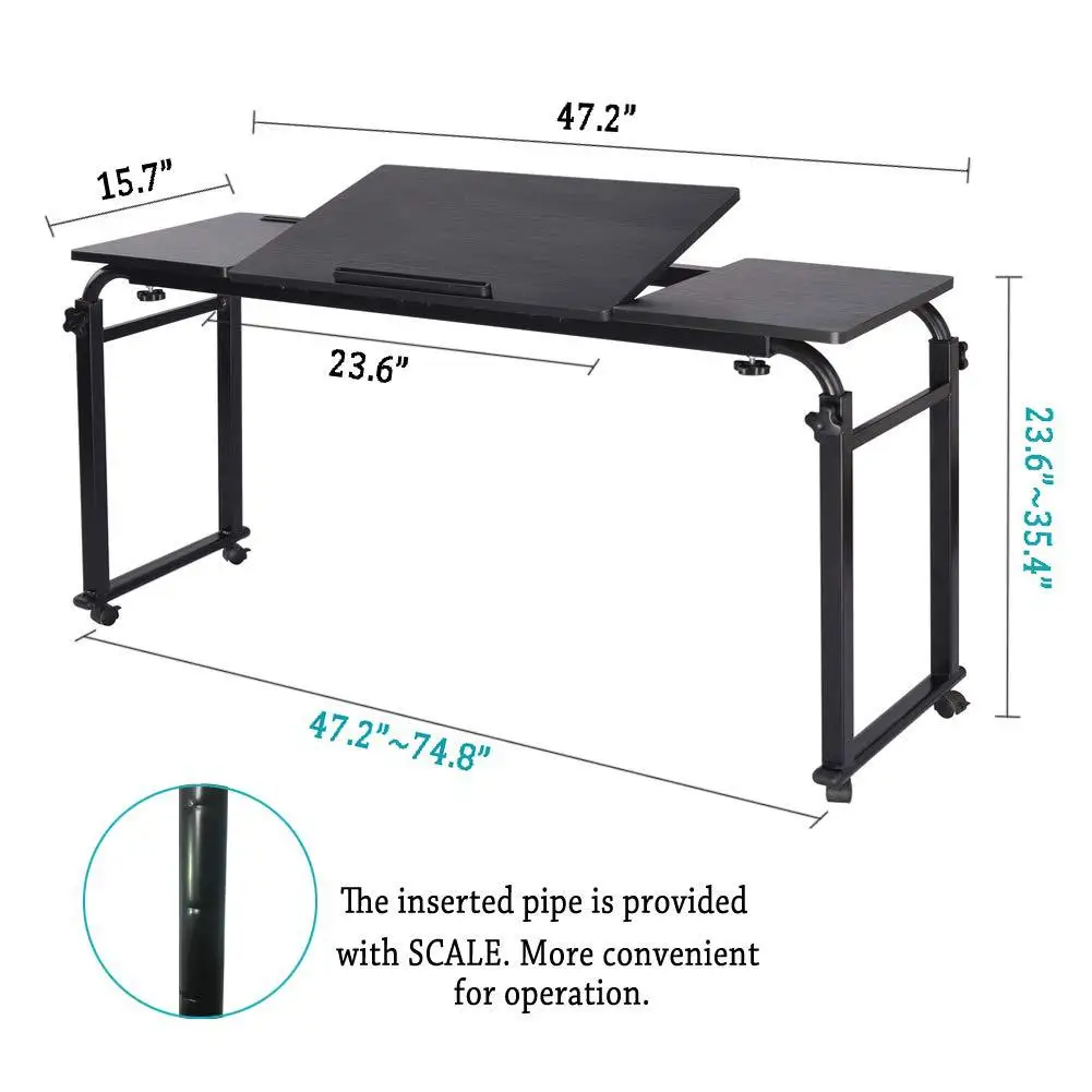 Bed Table, laptop cart table, adjustable width and height