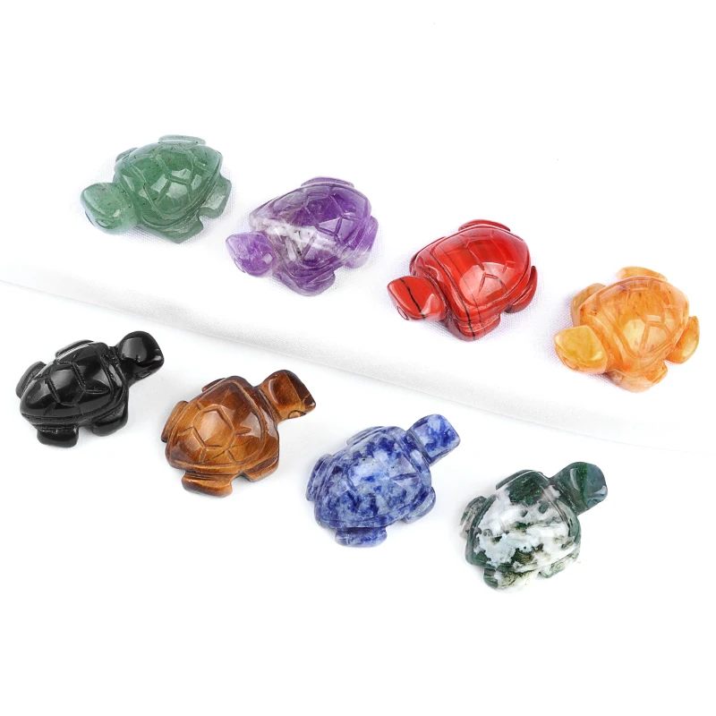 Professional supplier 1.0Inch Handmade Craved Animal Figurine Tortoise Sculpture Gemstone Turtle Ornament for Home Decoration
