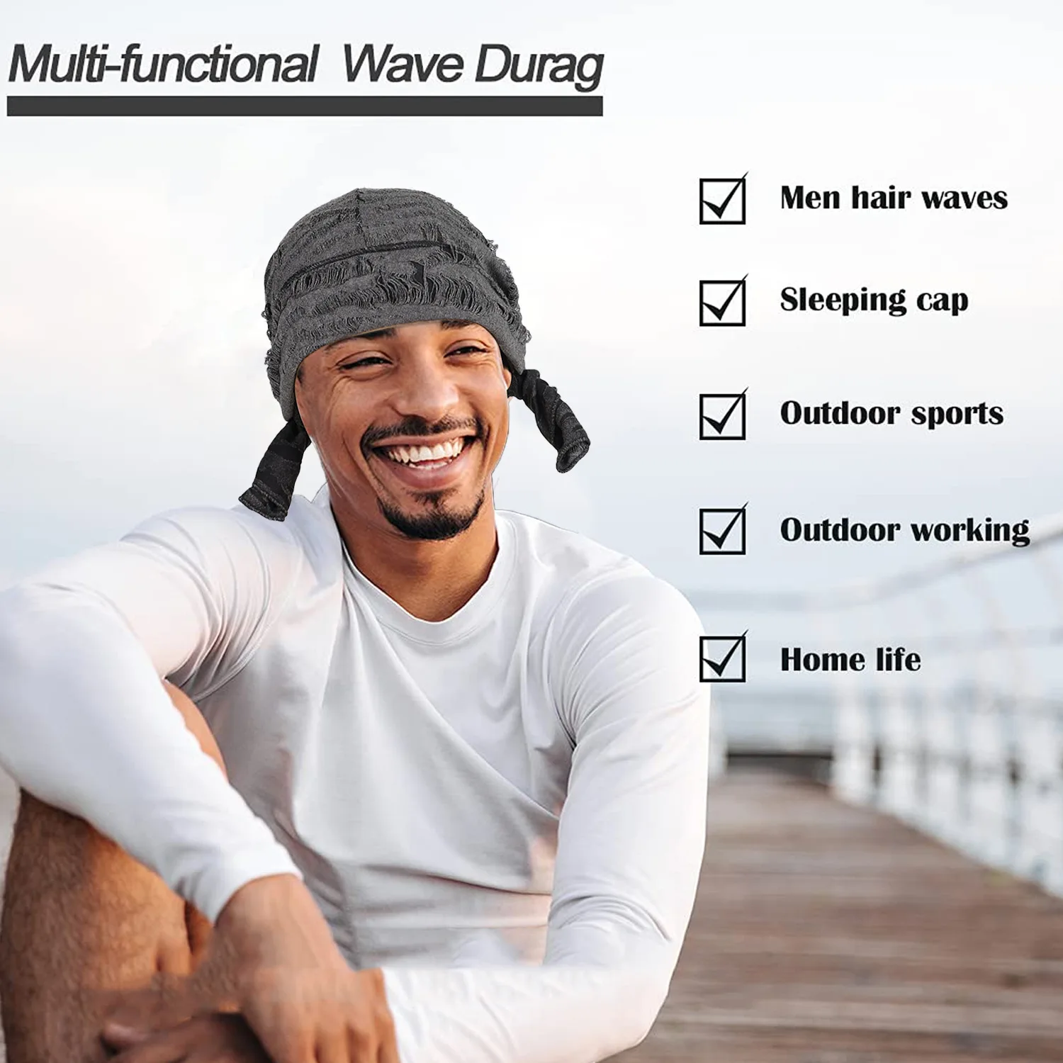 HZM-60942 Hip hop Beanie Cap Durag Hat Skull Cap Pirate Hat Bandana Head Wrap for Men and Women