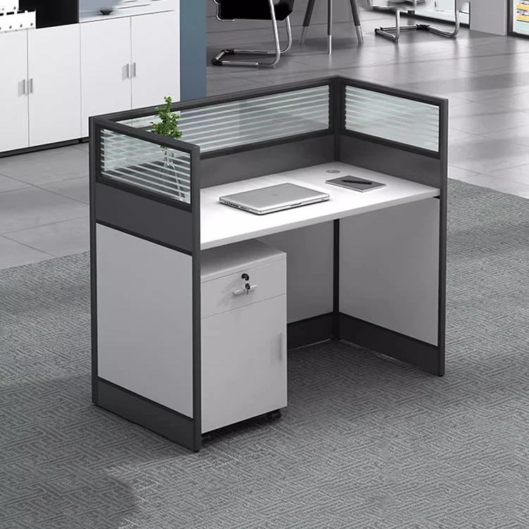 4 seater modular modern office staff table with high partition call centre office furniture