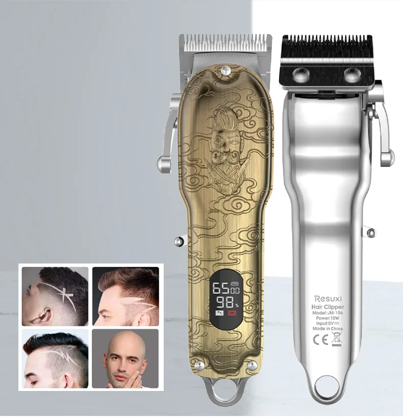 PSB rechargeable professional men electric cordless hair clipper trimmer with led display