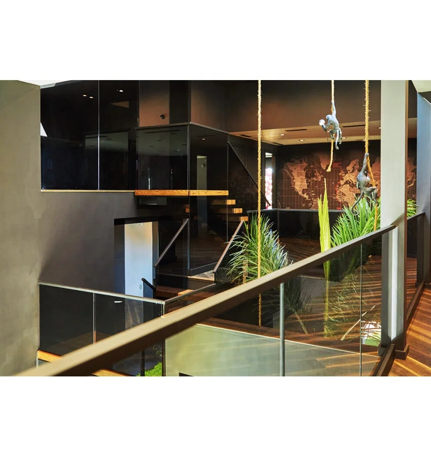 Elegant Double Slab Beam Staircase Single Acrylic Floating Glass Spiral Staircase Tread House Solid Wood LED Light Stair