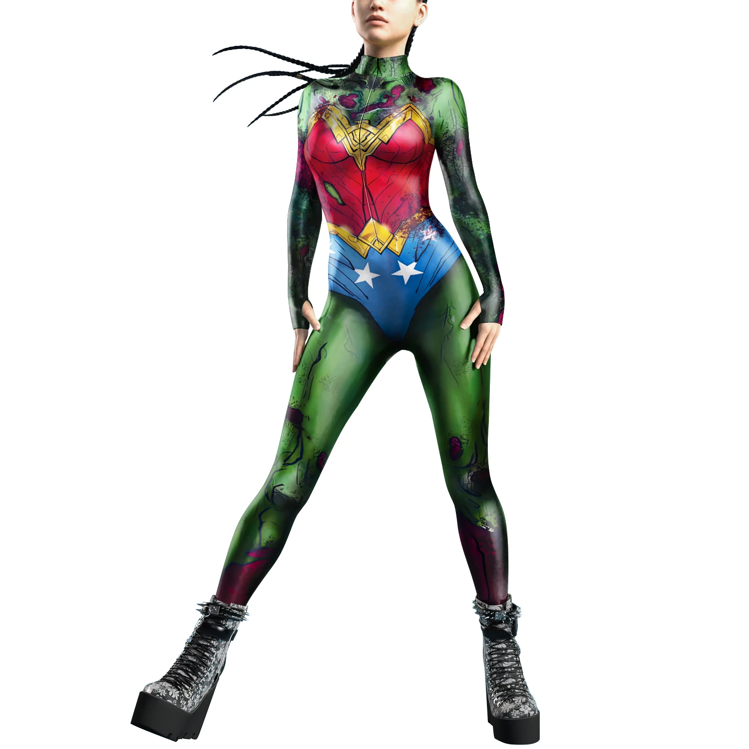 NADANBAO Halloween Cosplay Jumpsuit Marvel movies Digital 3D Printed tight slim rompers Costume women tops outfits suit