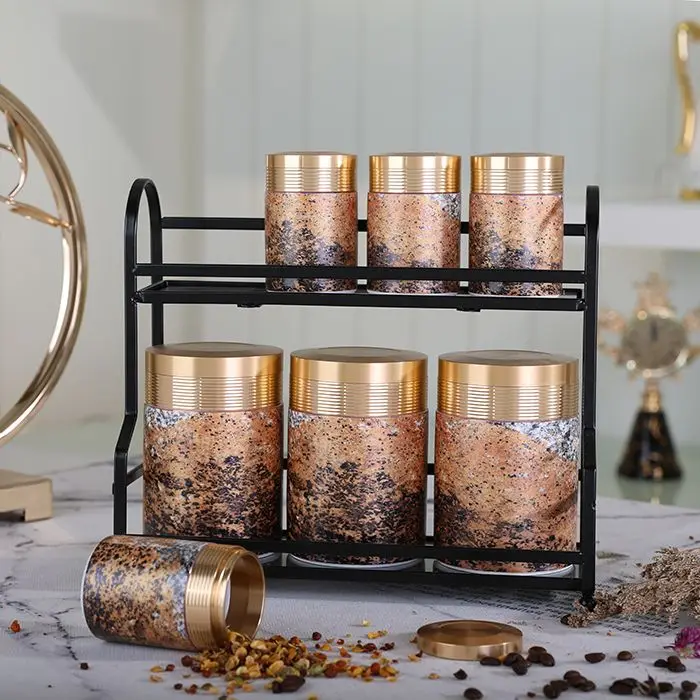 Fancy design home kitchen decor food container tea coffee canister sets storage jar ceramic jars with lids