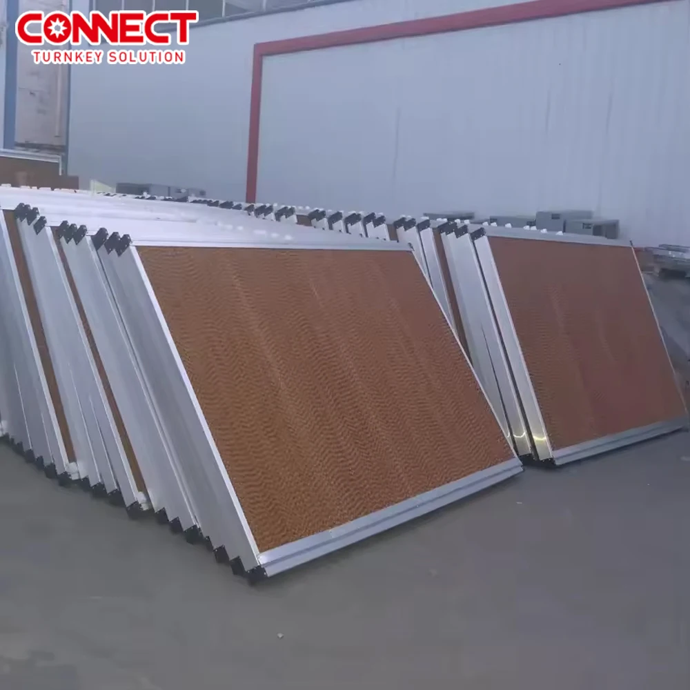 Broiler House Machine Chicken Raise Feed Equipment Poultry Farming 70/90 Paper Water Curtain Cooling Pad Ventilation System