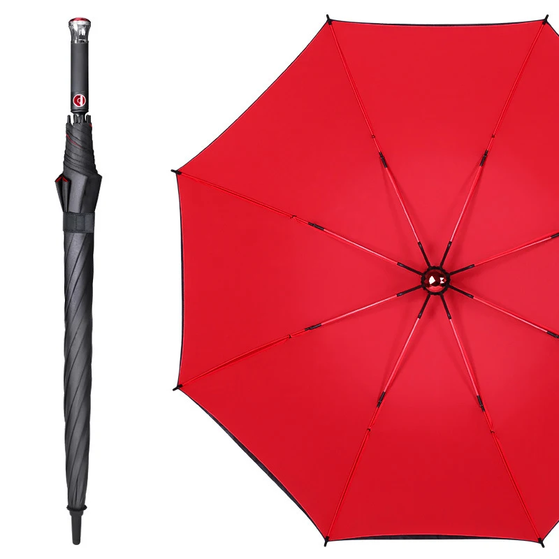 Оптовая продажа, недорогой персонализированный рекламный высококачественный Оранжевый рюкзак большого размера, зонт для гольфа с принтом логотипа, ветрозащитный