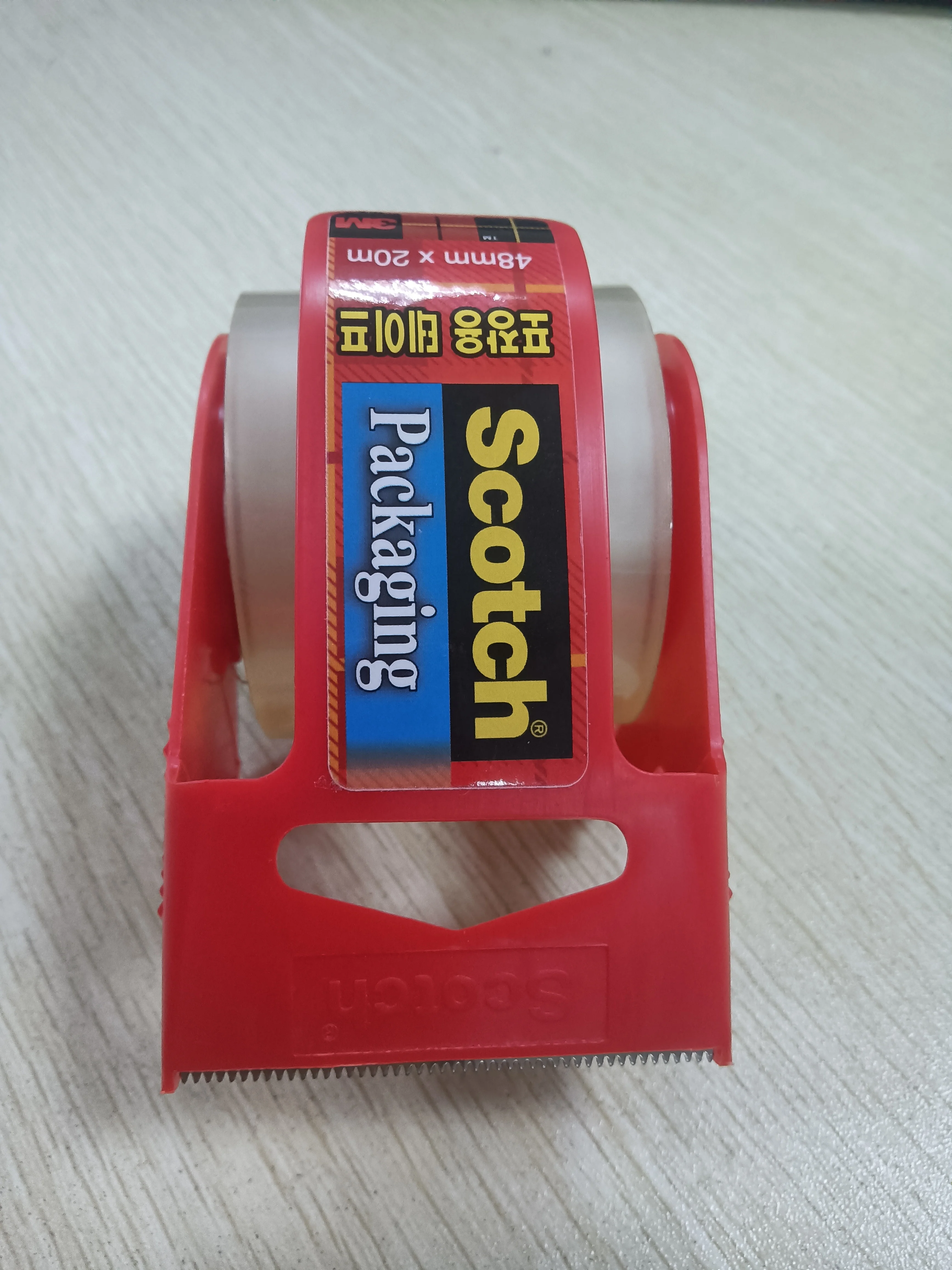 Wholesale Simple 1.5 Inch Red Plastic convenient Packaging Tape Dispenser With Tape Roll for Carton Sealing