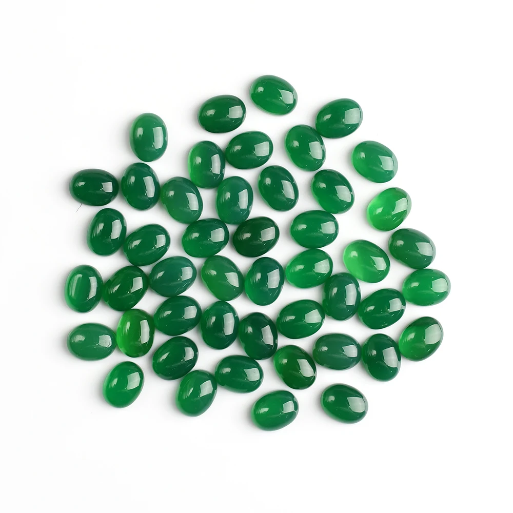 Natural Green Agate Gems Custom Cut Size Shape Wholesale High Quality Oval Cabochon Loose Gemstone Green Agate