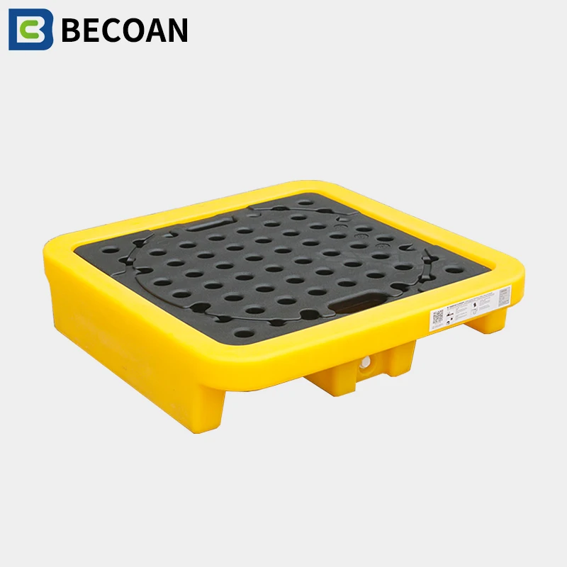 Customized OEM  oil chemical spill containment pallet tray 1 drums poly spill pallets for chemical storage