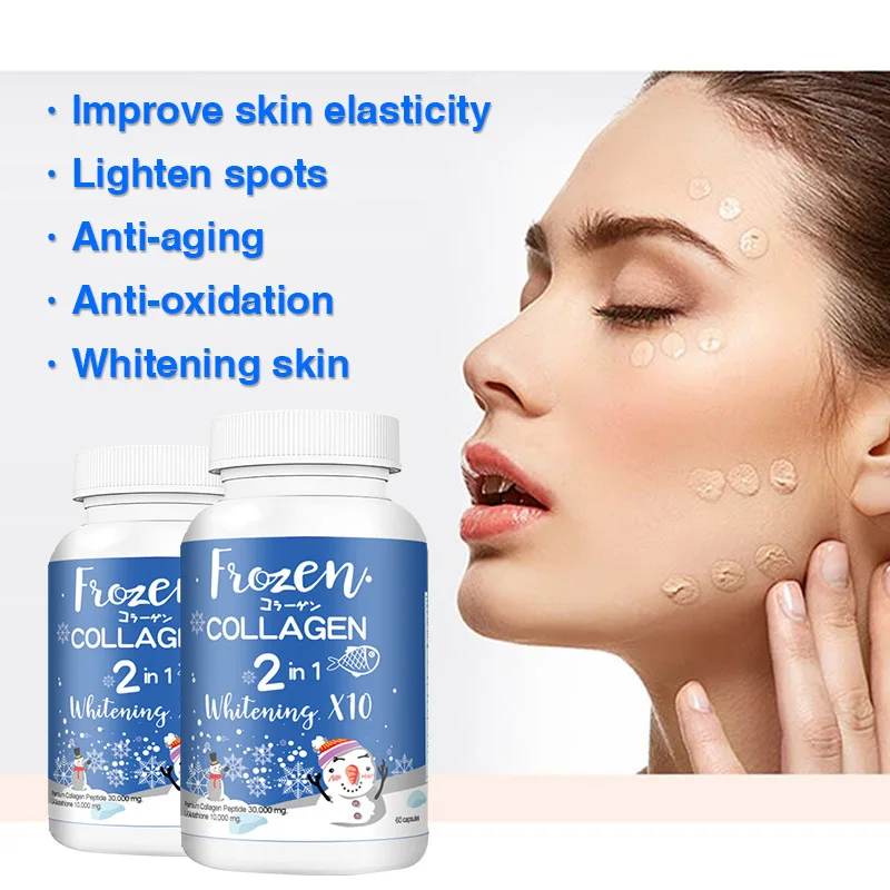 Beauty Products Wholesale Frozen Collagen Peptide 2 in 1 Whitening Pills L-glutathione Marine Collagen Tablet