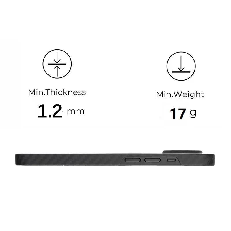 Factory Price Ultra Thin  Aramid Fiber Phone Case  Compatible With Mag safe For iPhone 14 Pro Plus Pro Max Blak/Grey Twill