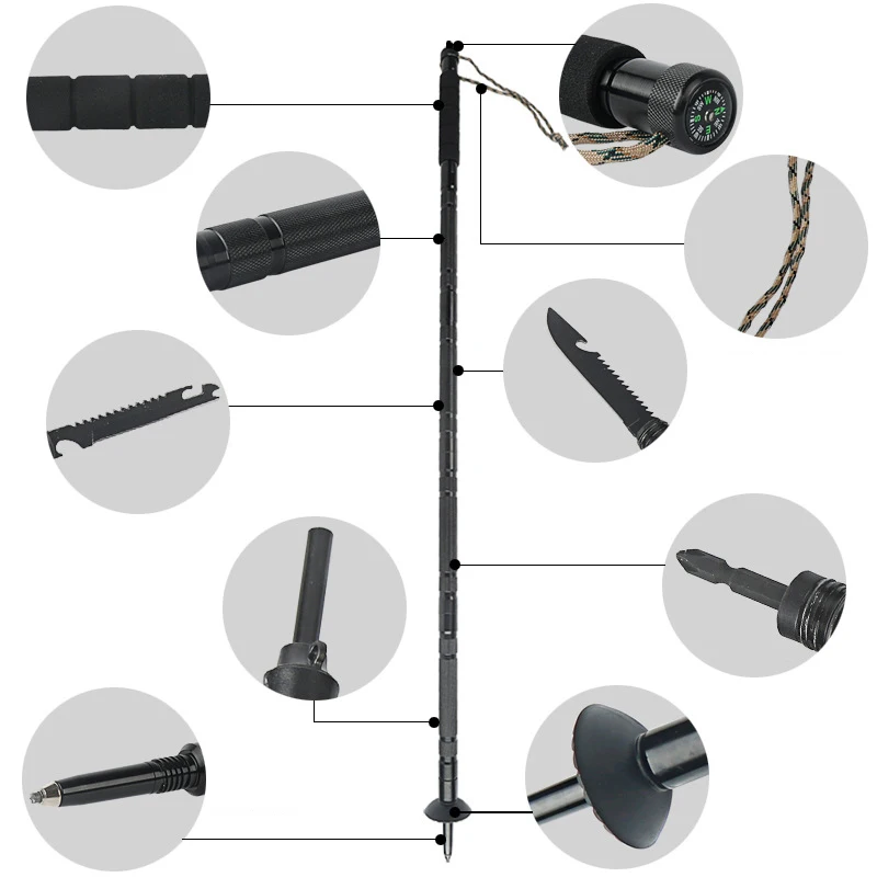 telescopic folding Aviation Aluminum 6063 tracking walking hiking Sticks Trekking Poles