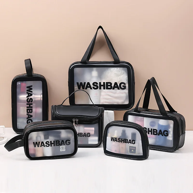 Wholesale Custom PU PVC Travel Storage Toiletry Organize Waterproof Cosmetic Bag Portable Transparent MakeUp Female Wash Bag