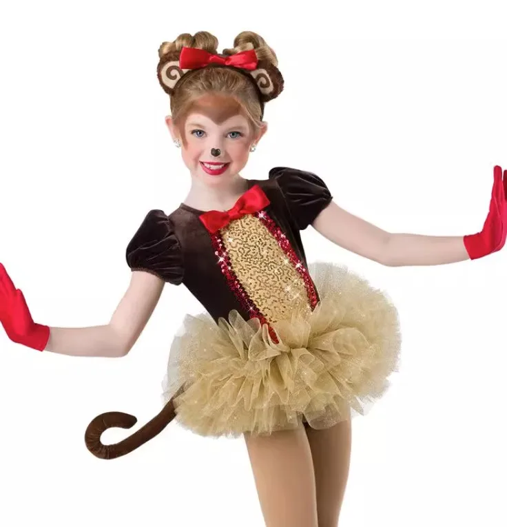 girls kids dance costume character animal monkey dance costume