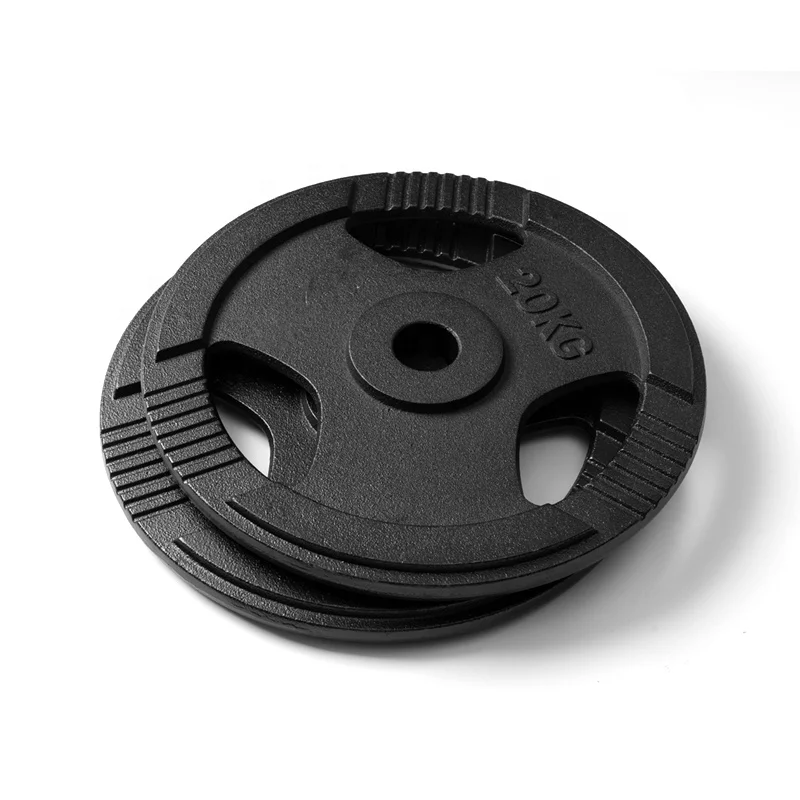 Gym Metal Weight Plate Commercial Use High Quality Weight Lifting Fitness 3-Grip Cast Iron Weight Plates