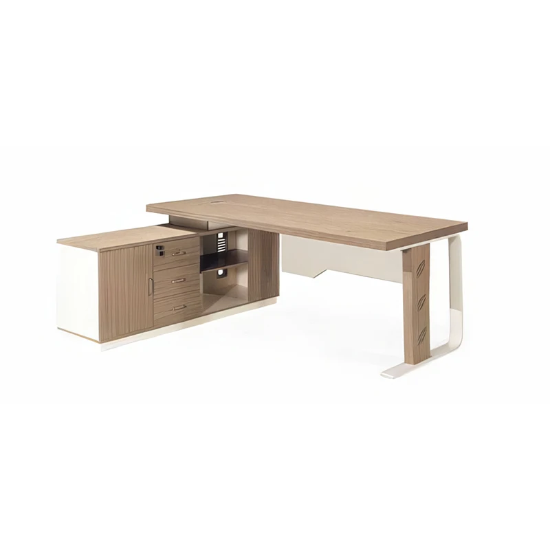 High End Modern Style Furniture New Design Office Table Specific Use and Director Office Table With Side Cabinet