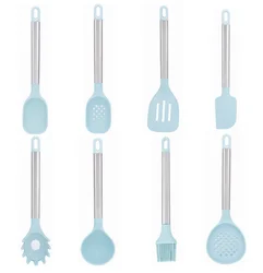 OEM Custom Food Grade Silicone Nylon Kitchen Cooking Utensils Set  Stainless steel handle  for Serving and Cooking Tools