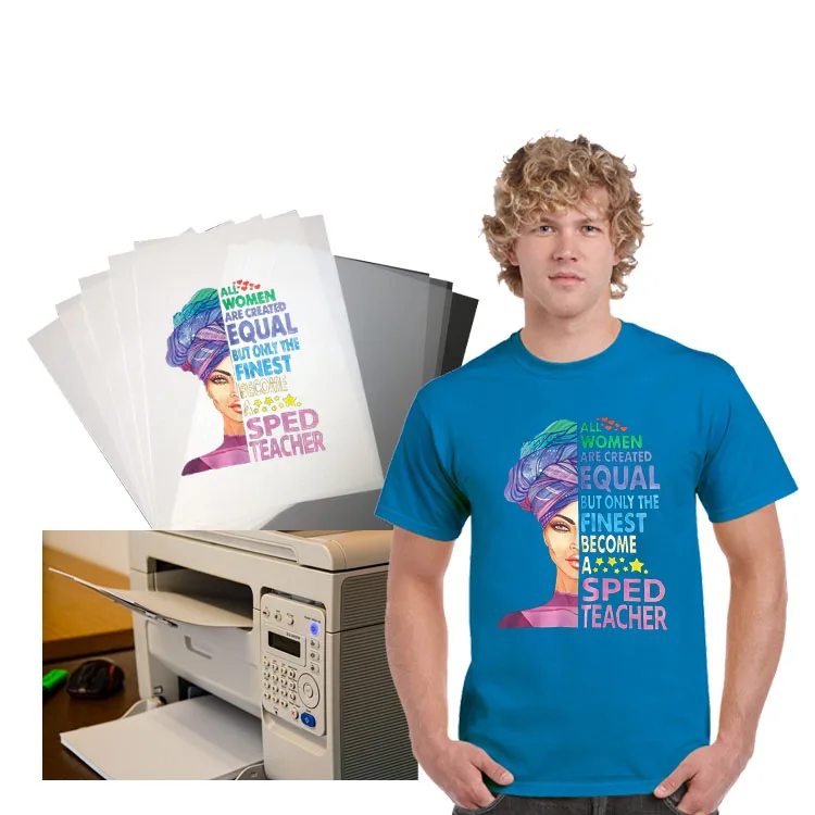 Custom printing 2 step a4 self weeding no cut dark white toner A & B light laser transfer paper for tshirt thermal laser printer