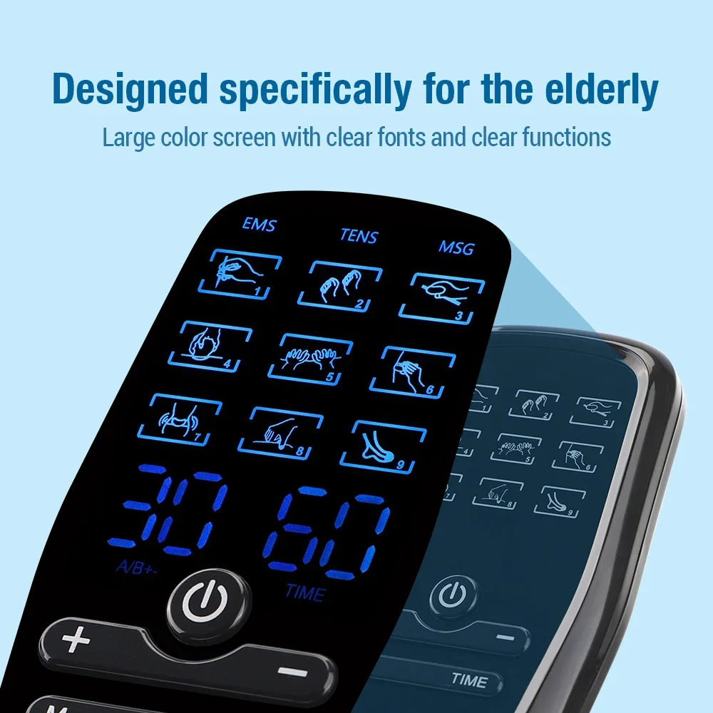 EMS Tens Machine 9 Modes Muscle Stimulator Electronic Pulse Tens Massage Therapy Device Rechargeable Therapy Equipment