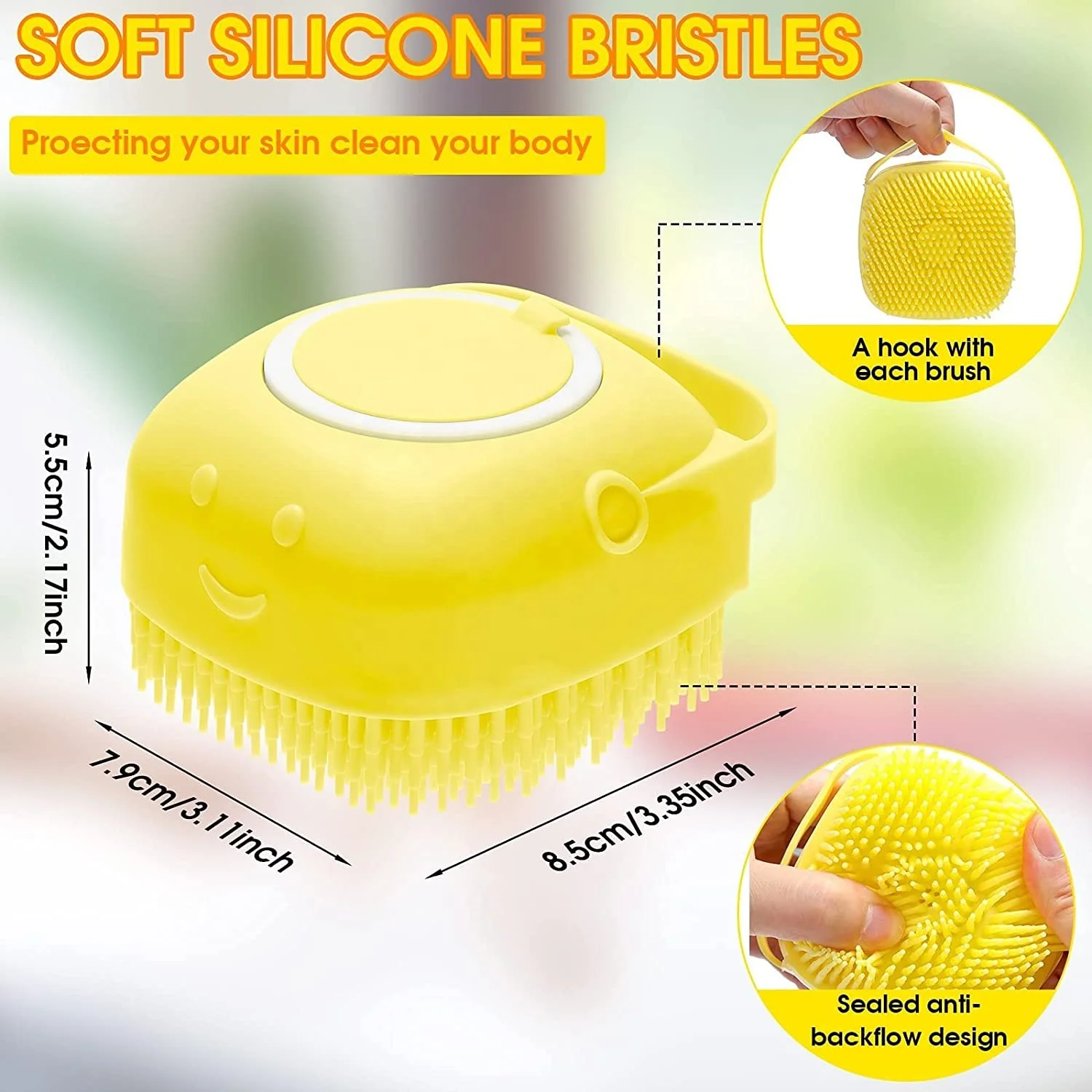 High Quality Skin Care Tool Exfoliating Body Scrubber with Soap Dispenser Silicone Soft Bath Shower Massage  Brush