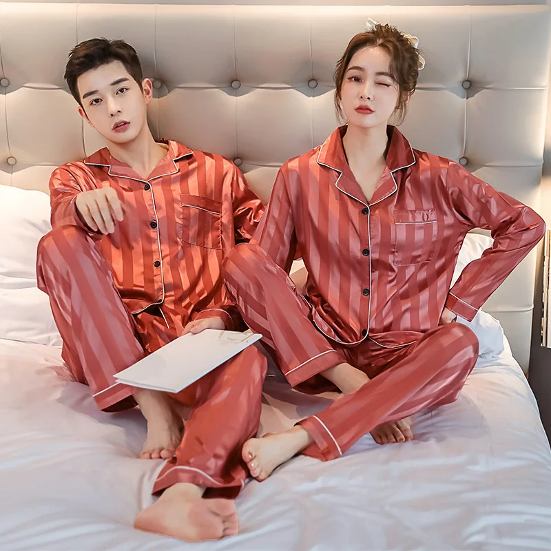 Europe and the United States wholesale explosive pair pajamas stripe pure color long sleeve home clothes men pajamas set