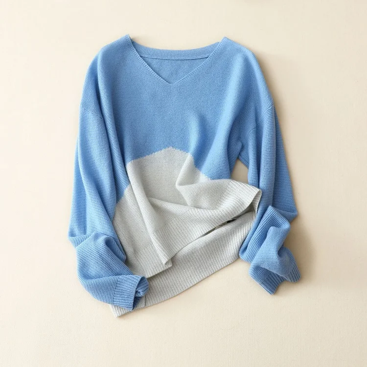 2021 Fall winter free size woman V neck long sleeve outwear casual cashmere sequins sweater