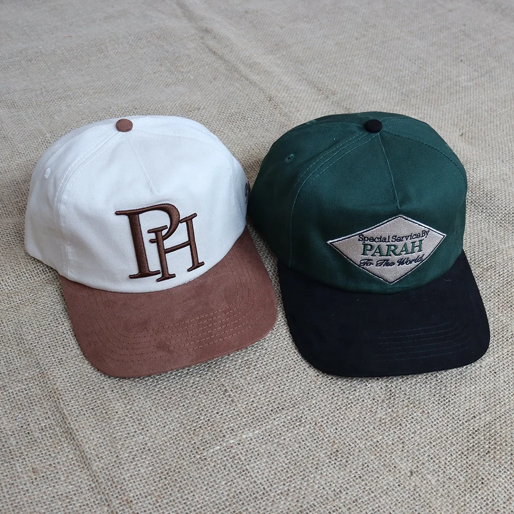 Оптовая продажа индивидуальная Кепка из 5 панелей хлопковая и замшевая шляпа с плоскими полями неструктурированная спортивная хип-хоп бейсболка для мужчин