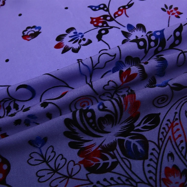 
China supplier wool peach flocking woven indonesia best black dress material shiny african fabric dye dress 