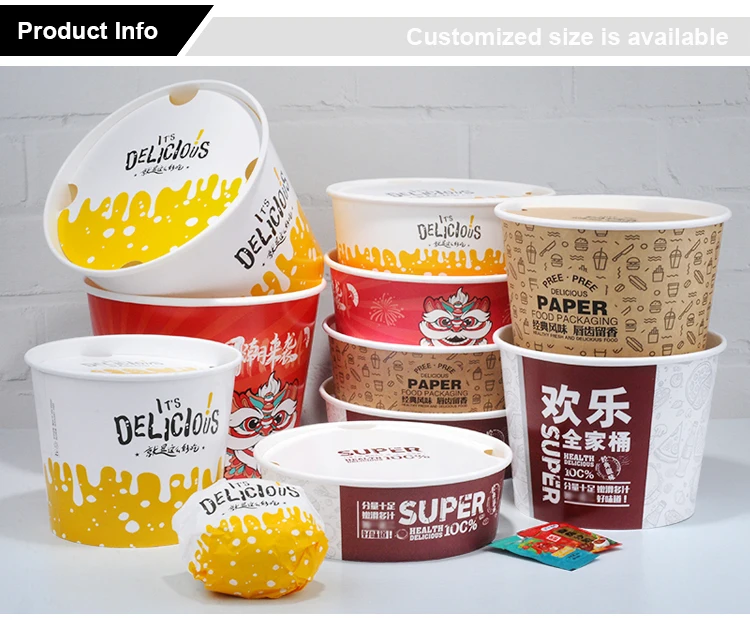Restaurant supply disposable fast food packaging kraft paper bucket for fried chicken