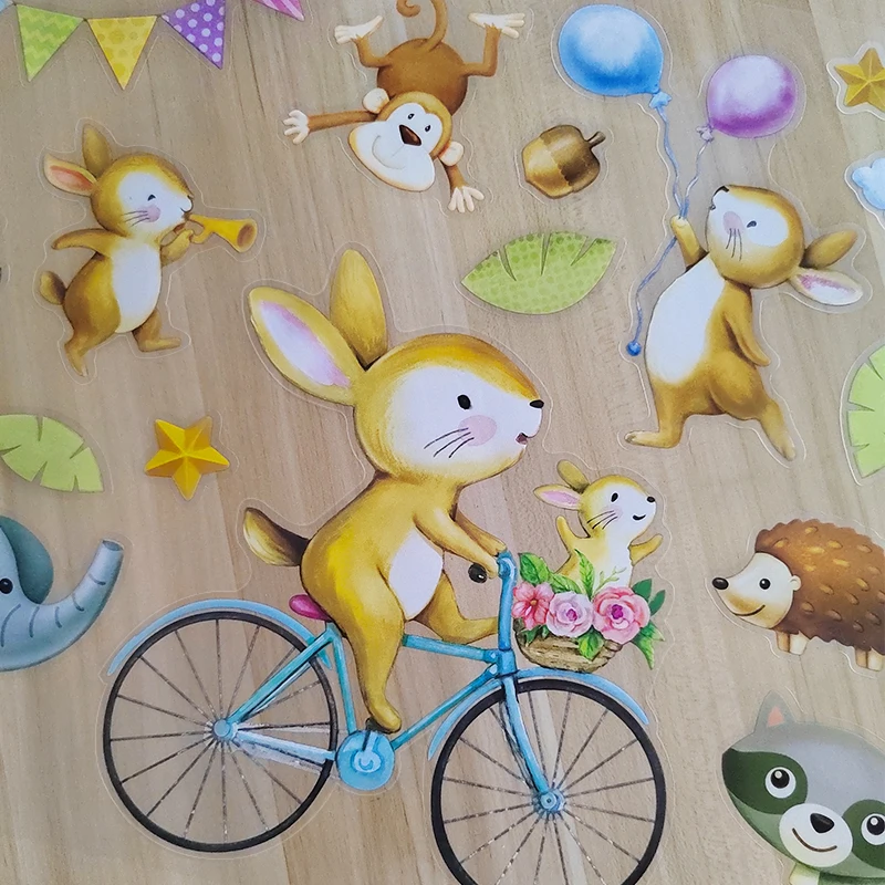 Good Quality cute animals bicycle decorative kids room wall stickers
