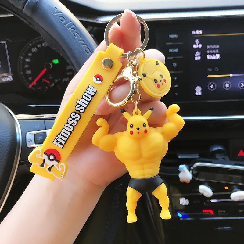 5 Color Poke Monster Pika Charizard Squirtle Bulbasaur in Pym Fitness show PVC mini Figure Rubber Keychain