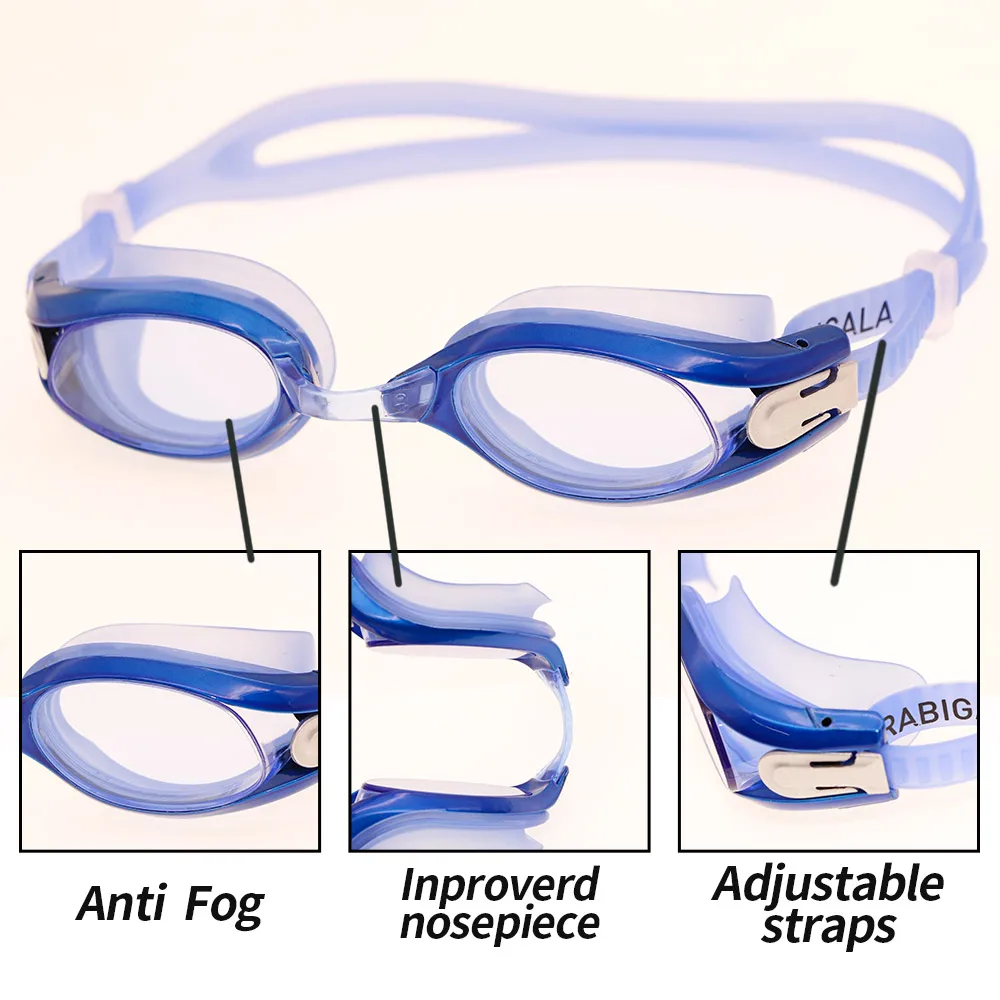 Custom Blue Silicone Swim Goggles Plating Anti Fog UV Protection swimming goggles