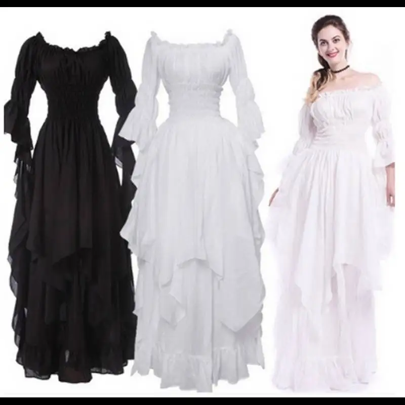 
Super gorgeous lace flared sleeve dress dress dress retro gothic dress Cosplay ball Princess Dress 