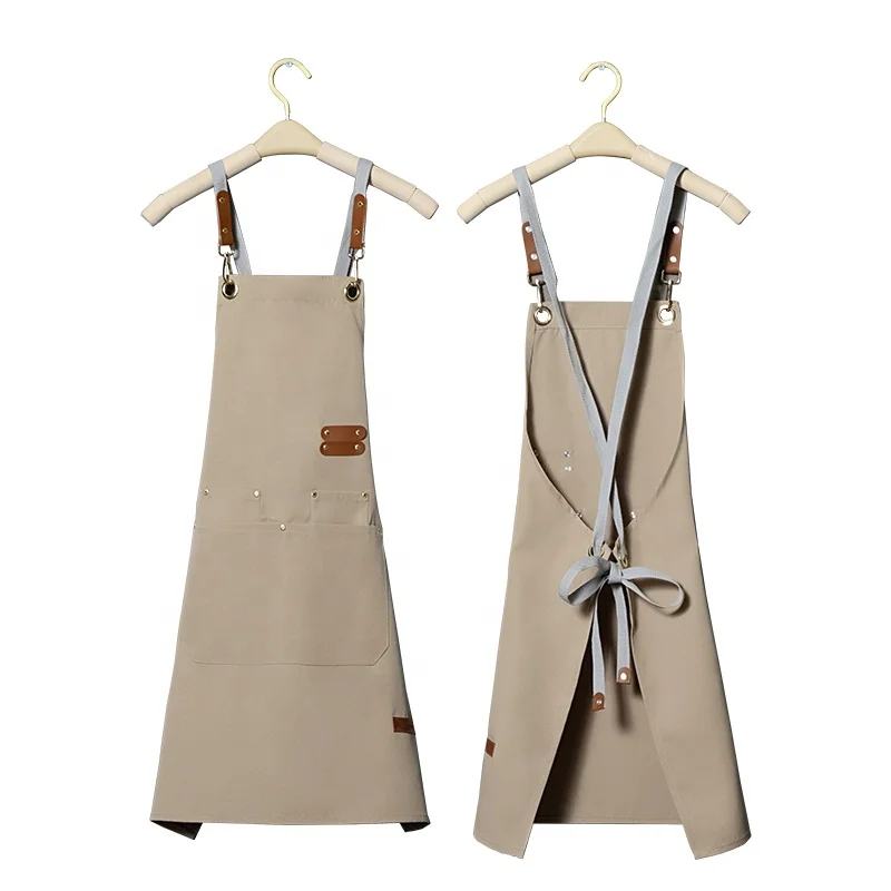 Canvas apron custom logo printing, catering, cooking, coffee shop, barber bar, internet red, waterproof work clothes for women