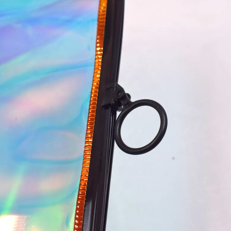 Laser holographic makeup bag rainbow nail polish pouch transparent travel toiletry bags clear pvc iridescent cosmetic bag