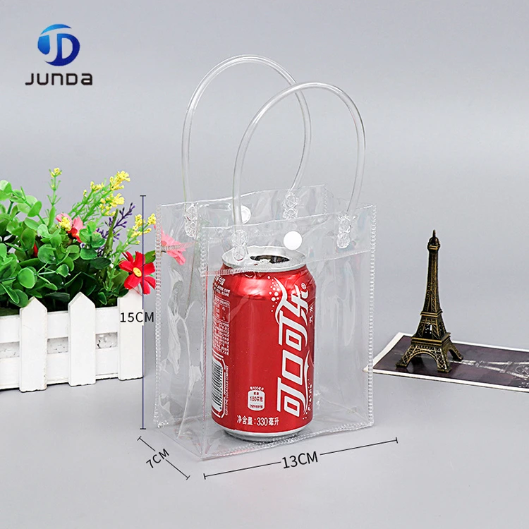 China Custom transparent pvc button toilet bag without zipper Clear PVC bag with handle gift bags