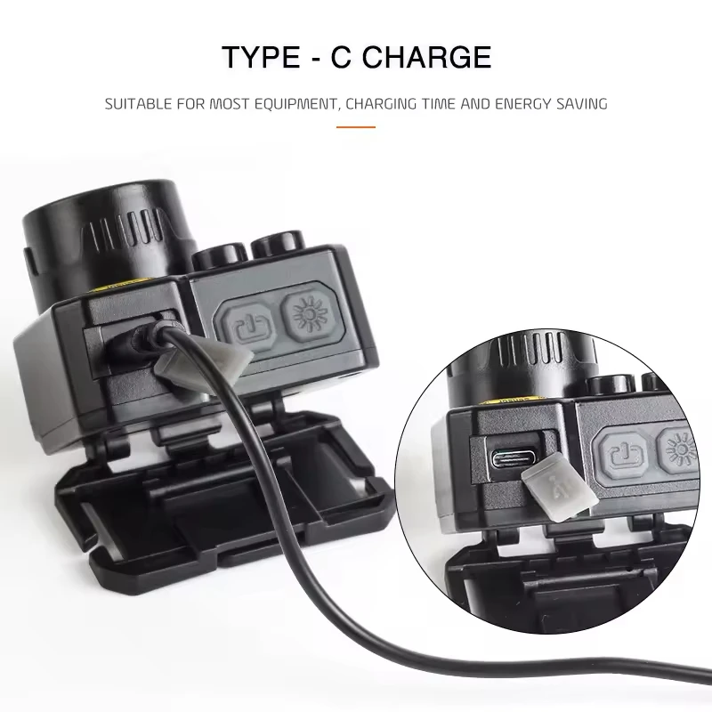 New Mini Wave Induction 45 Degree Adjustment Couple Power Display Usb Rechargeable Cob Night Running Abs Flashlight Led Headlamp